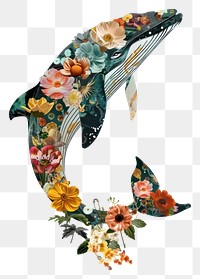 PNG Flower Collage whale pattern animal flower.