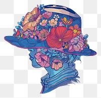 PNG Drawing flower hat art painting sketch.