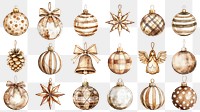 PNG cozy Christmas bauble ornament element set, transparent background