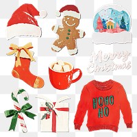 PNG Christmas craft design element set, transparent background