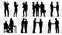 PNG business people silhouette design element set, transparent background