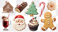 PNG Christmas treat design element set, transparent background