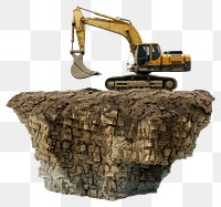 PNG Excavator on floating rocky terrain