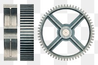 Cogwheel png vintage illustration on transparent background. Remixed by rawpixel.