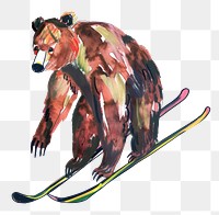 PNG A bear with skis mammal animal nature.