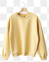 PNG Light pastel yellow sweater sweatshirt white background coathanger.