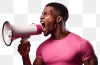 PNG African american man using megaphone shouting adult technology. 