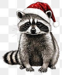 PNG A full body Raccoon wearing Christmas hat raccoon illustration christmas.