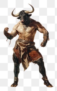 PNG A Minotaur art illustration painting.