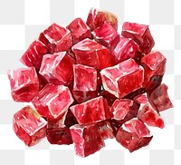 PNG An isolated raw diced beef food illustration watercolor.