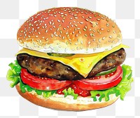 PNG An isolated fast food illustration watercolor burger.