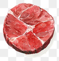 PNG An isolated fresh raw beef slice food illustration watercolor.