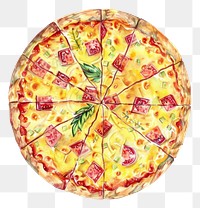 PNG An isolated hawaiian pizza food illustration watercolor.