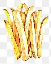 PNG An isolated french fries food illustration watercolor.