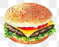 PNG An isolated fast food illustration watercolor burger.