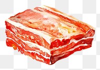 PNG An isolated raw pork belly food illustration watercolor.