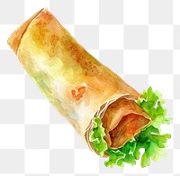 PNG An isolated spring roll food illustration watercolor.