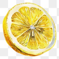 PNG An isolated fresh slice lemon illustration watercolor fruit.