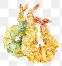 PNG An isolated japanese tempura food illustration watercolor.