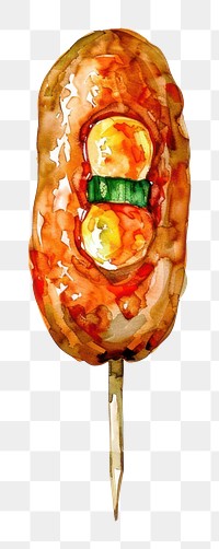 PNG An isolated Japanese oden stick food illustration watercolor.