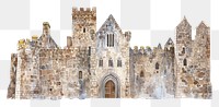 PNG Rock of Cashel castle architecture illustration watercolor.