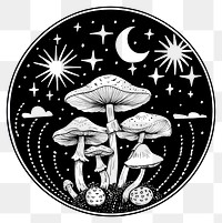 PNG Surreal aesthetic mushroom logo art illustrated drawing.