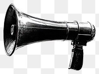 PNG An isolated black and white megaphone background retro black background.