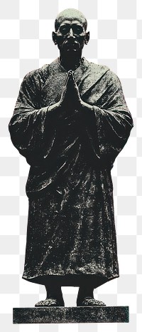 PNG An isolated black and white real monk statue background art man.