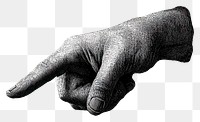 PNG An isolated black and white hand pointing a finger illustration background black background.