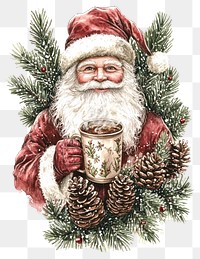 PNG Half-body Santa Claus christmas mug illustration.