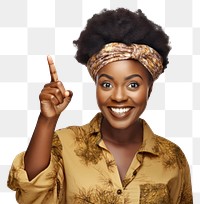 PNG African woman pointing portrait smile adult. 