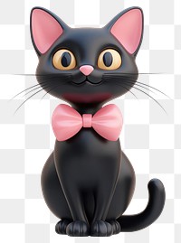 PNG 3d coquette black cat illustration pink cute.