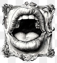 PNG A mouth illustration vintage style.