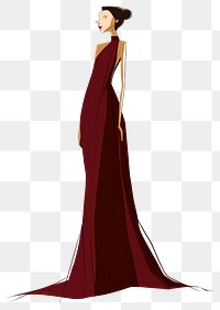 PNG Burgundy night dress fashion dress illustration gown silhouette.