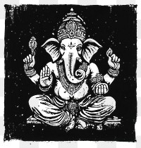 PNG Silkscreen illustration of Ganesh black art mythological.