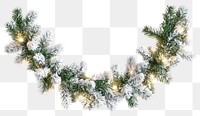 PNG Snowy christmas garland lights green decoration.