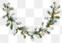 PNG Snowy christmas garland lights pine accessories.