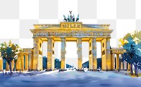 PNG The Brandenburg Gate landmark brandenburg watercolor.