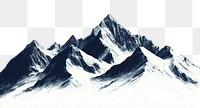 PNG Frosty mountain peaks snow illustration scenery.