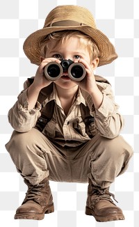 PNG 6-year-old Caucasian boy binoculars explorer photo.