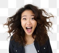 PNG Asian woman surprise smile adult. 