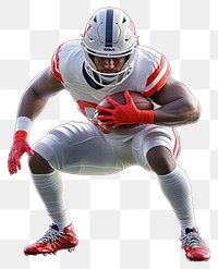 PNG American football player crouching to catch a snap helmet sports white.