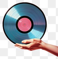 PNG Hand holding a Vinyl record with a blank label isolated on clear solid background purple vinyl record photography. 