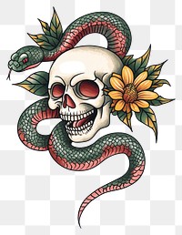 PNG Skull and snake art illustration vintage.