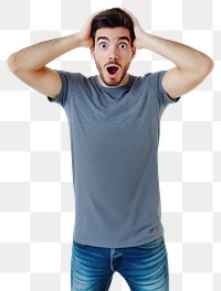 PNG Surprised man head expression background.