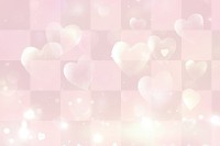 PNG Pink pastel background with hearts and bokeh lights pink sparkling romantic.