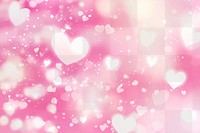 PNG Pink pastel background with hearts and bokeh lights pink valentine's atmosphere.