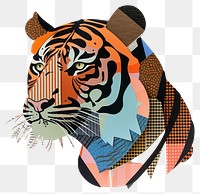 PNG Tiger retro paper collage illustration wildlife abstract.