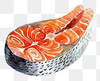 PNG An isolated Christmas raw salmon steak illustration watercolor vibrant.