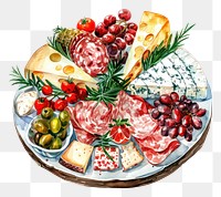 PNG An isolated Christmas cheese board illustration platter food.